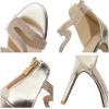 imageSHEMEE Womens Open Toe Sparkly Rhinestone High Heeled Sandals Shoes Summer Stiletto Heels Clear Transparent Strappy SandaliasGold