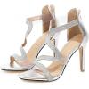 imageSHEMEE Womens Open Toe Sparkly Rhinestone High Heeled Sandals Shoes Summer Stiletto Heels Clear Transparent Strappy SandaliasSilver