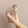 imageSHEMEE Womens Open Toe Sparkly Rhinestone High Heeled Sandals Shoes Summer Stiletto Heels Clear Transparent Strappy SandaliasSnakeskin