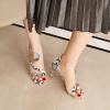 imageSHEMEE Womens Open Toe Sparkly Rhinestone High Heeled Sandals Shoes Summer Stiletto Heels Clear Transparent Strappy SandaliasSnakeskin