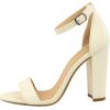 imageSHEMEE Womens Round Toe Chunky High Heel Pump Sandals Ankle Strap Buckle Block Heeled Summer ShoesWhite