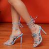 imageSHEMEE Womens Stiletto High Heel Cross Strappy Sandals Gladiator Roman Style Rope Tie Up Round Toe Summer ShoesLight Blue