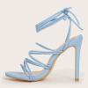 imageSHEMEE Womens Stiletto High Heel Cross Strappy Sandals Gladiator Roman Style Rope Tie Up Round Toe Summer ShoesLight Blue