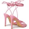 imageSHEMEE Womens Stiletto High Heel Cross Strappy Sandals Gladiator Roman Style Rope Tie Up Round Toe Summer ShoesPink
