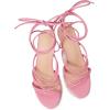 imageSHEMEE Womens Stiletto High Heel Cross Strappy Sandals Gladiator Roman Style Rope Tie Up Round Toe Summer ShoesPink