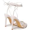 imageSHEMEE Womens Stiletto High Heel Cross Strappy Sandals Gladiator Roman Style Rope Tie Up Round Toe Summer ShoesWhite