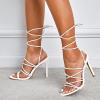 imageSHEMEE Womens Stiletto High Heel Cross Strappy Sandals Gladiator Roman Style Rope Tie Up Round Toe Summer ShoesWhite