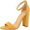 imageSHEMEE Womens Round Toe Chunky High Heel Pump Sandals Ankle Strap Buckle Block Heeled Summer ShoesYellow