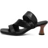 imageSHEMEE Strappy Heels for Women Square Open Toe Kitten Heels Slide Sandals Heeled Casual Cutout SlipOn ShoesBlack
