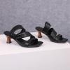 imageSHEMEE Strappy Heels for Women Square Open Toe Kitten Heels Slide Sandals Heeled Casual Cutout SlipOn ShoesBlack