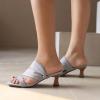 imageSHEMEE Strappy Heels for Women Square Open Toe Kitten Heels Slide Sandals Heeled Casual Cutout SlipOn ShoesBlue
