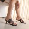 imageSHEMEE Strappy Heels for Women Square Open Toe Kitten Heels Slide Sandals Heeled Casual Cutout SlipOn ShoesDark Brown