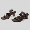 imageSHEMEE Strappy Heels for Women Square Open Toe Kitten Heels Slide Sandals Heeled Casual Cutout SlipOn ShoesDark Brown
