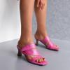 imageSHEMEE Strappy Heels for Women Square Open Toe Kitten Heels Slide Sandals Heeled Casual Cutout SlipOn ShoesHot Pink