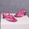 imageSHEMEE Strappy Heels for Women Square Open Toe Kitten Heels Slide Sandals Heeled Casual Cutout SlipOn ShoesHot Pink