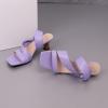 imageSHEMEE Strappy Heels for Women Square Open Toe Kitten Heels Slide Sandals Heeled Casual Cutout SlipOn ShoesPurple