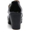 imageSHEMEE Womens Chunky Platform Patent Leather Mary Janes Pumps Buckle Ankle Strap Block High Heels Wingtip Oxfords Dress Shoes UniformBlack