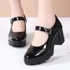 imageSHEMEE Womens Chunky Platform Patent Leather Mary Janes Pumps Buckle Ankle Strap Block High Heels Wingtip Oxfords Dress Shoes UniformBlack