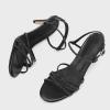 imageSHEMEE Womens Glitter Rhinestone Sparkly Kitten Heel Sandals Ankle Strap Buckle Strappy Summer ShoesBlack