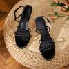 imageSHEMEE Womens Glitter Rhinestone Sparkly Kitten Heel Sandals Ankle Strap Buckle Strappy Summer ShoesBlack
