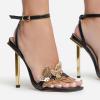 imageSHEMEE Womens Heeled Sandals Embellished Butterfly Stiletto Heels Square Open Toe High Heels Ankle Strap Sandals Wedding Dress Pumps ShoesBlack