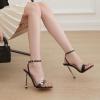 imageSHEMEE Womens Heeled Sandals Embellished Butterfly Stiletto Heels Square Open Toe High Heels Ankle Strap Sandals Wedding Dress Pumps ShoesBlack