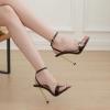 imageSHEMEE Womens Heeled Sandals Embellished Butterfly Stiletto Heels Square Open Toe High Heels Ankle Strap Sandals Wedding Dress Pumps ShoesBlack