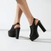 imageSHEMEE Womens Peep Toe Chunky Heeled Platform Sandals Shoes Summer Square Opentoe Block High Heels Slingback Elastic Back SandaliasBlack