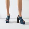 imageSHEMEE Womens Peep Toe Chunky Heeled Platform Sandals Shoes Summer Square Opentoe Block High Heels Slingback Elastic Back SandaliasBlue