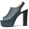 imageSHEMEE Womens Peep Toe Chunky Heeled Platform Sandals Shoes Summer Square Opentoe Block High Heels Slingback Elastic Back SandaliasBlue