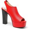 imageSHEMEE Womens Peep Toe Chunky Heeled Platform Sandals Shoes Summer Square Opentoe Block High Heels Slingback Elastic Back SandaliasRed