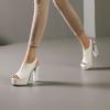 imageSHEMEE Womens Peep Toe Chunky Heeled Platform Sandals Shoes Summer Square Opentoe Block High Heels Slingback Elastic Back SandaliasWhite