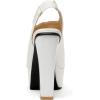 imageSHEMEE Womens Peep Toe Chunky Heeled Platform Sandals Shoes Summer Square Opentoe Block High Heels Slingback Elastic Back SandaliasWhite