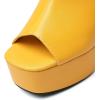 imageSHEMEE Womens Peep Toe Chunky Heeled Platform Sandals Shoes Summer Square Opentoe Block High Heels Slingback Elastic Back SandaliasYellow