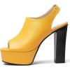 imageSHEMEE Womens Peep Toe Chunky Heeled Platform Sandals Shoes Summer Square Opentoe Block High Heels Slingback Elastic Back SandaliasYellow