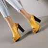imageSHEMEE Womens Peep Toe Chunky Heeled Platform Sandals Shoes Summer Square Opentoe Block High Heels Slingback Elastic Back SandaliasYellow