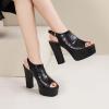 imageSHEMEE Womens Peep Toe Chunky High Heels Platform Sandals Shoes Summer Opentoe Block Heeled Slingback Buckle SandaliasBlack