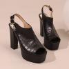 imageSHEMEE Womens Peep Toe Chunky High Heels Platform Sandals Shoes Summer Opentoe Block Heeled Slingback Buckle SandaliasBlack