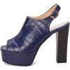 imageSHEMEE Womens Peep Toe Chunky High Heels Platform Sandals Shoes Summer Opentoe Block Heeled Slingback Buckle SandaliasBlue