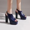 imageSHEMEE Womens Peep Toe Chunky High Heels Platform Sandals Shoes Summer Opentoe Block Heeled Slingback Buckle SandaliasBlue