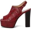 imageSHEMEE Womens Peep Toe Chunky High Heels Platform Sandals Shoes Summer Opentoe Block Heeled Slingback Buckle SandaliasBurgundy