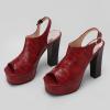 imageSHEMEE Womens Peep Toe Chunky High Heels Platform Sandals Shoes Summer Opentoe Block Heeled Slingback Buckle SandaliasBurgundy