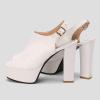 imageSHEMEE Womens Peep Toe Chunky High Heels Platform Sandals Shoes Summer Opentoe Block Heeled Slingback Buckle SandaliasWhite
