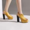 imageSHEMEE Womens Peep Toe Chunky High Heels Platform Sandals Shoes Summer Opentoe Block Heeled Slingback Buckle SandaliasYellow