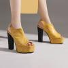 imageSHEMEE Womens Peep Toe Chunky High Heels Platform Sandals Shoes Summer Opentoe Block Heeled Slingback Buckle SandaliasYellow