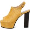 imageSHEMEE Womens Peep Toe Chunky High Heels Platform Sandals Shoes Summer Opentoe Block Heeled Slingback Buckle SandaliasYellow