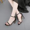 imageSHEMEE Womens Round Toe Stiletto High Heel Pump Sandals Ankle Strap Buckle Thin Heeled Summer ShoesBlack