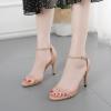 imageSHEMEE Womens Round Toe Stiletto High Heel Pump Sandals Ankle Strap Buckle Thin Heeled Summer ShoesNude