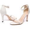 imageSHEMEE Womens Round Toe Stiletto High Heel Pump Sandals Ankle Strap Buckle Thin Heeled Summer ShoesWhite