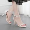 imageSHEMEE Womens Round Toe Stiletto High Heel Pump Sandals Ankle Strap Buckle Thin Heeled Summer ShoesWhite